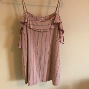 Striped cold shoulder halter crop top